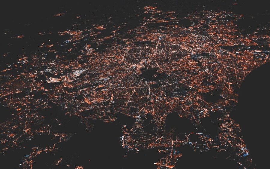 A map of interconnected city lights