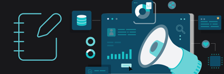EASM-Kaufberatung Titlebild schwarz-blaue Graphik mit Megaphon und Checkliste