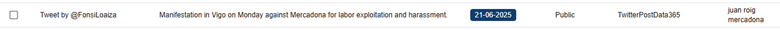 screenshot X users announcing protests against Mercadona for its labor practices 1