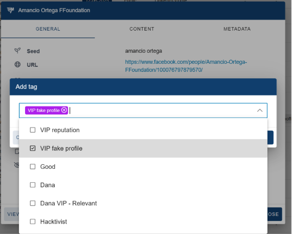 Labelling a profile as a likely fake withing CompassDRP tool