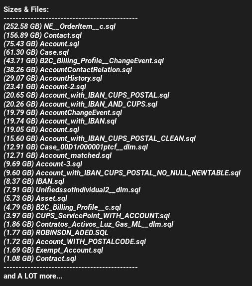Endesa breached file list