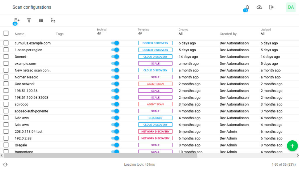 Scale Scan Configurations